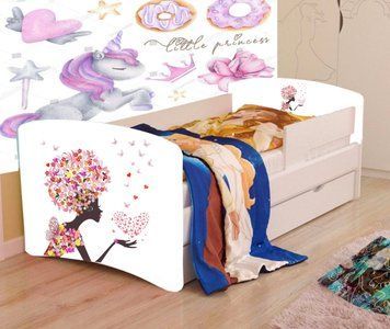 Кровать детская с ящиком Бабочки Киндер кул, 80*170