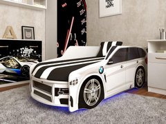 Ліжко машина Джип БМВ з матрацом, Білий, Ні