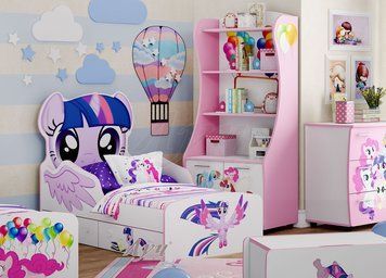 Кровать детская фигурная Little Pony Искорка с ящиками для белья