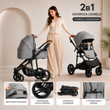Коляска 2 в 1 Lionelo Amber , Gray
